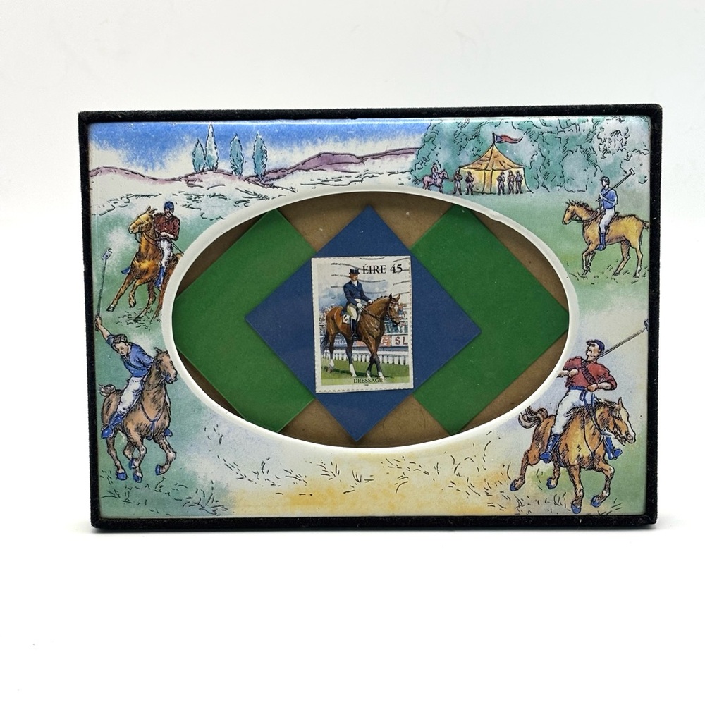 Vintage Equestrian Bilston Enamel Picture Frame by Terragrafics